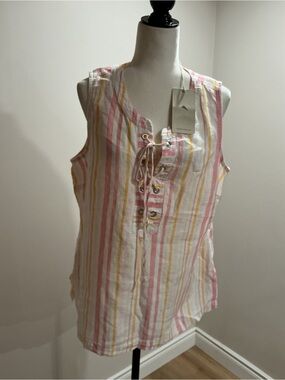 NWT Tommy Bahama linen striped crescent bay tunic size large